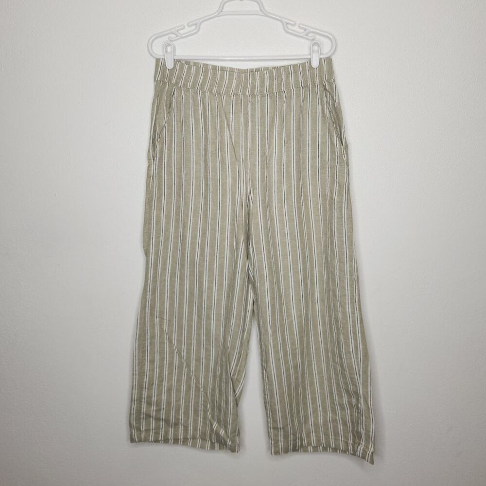 B. Young Linen Blend Boho Pants Bottoms Beach Striped Coastal Boho